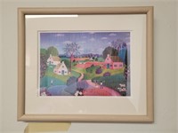 FRAMED ARTWORK, FARMING VILLAGE