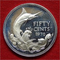 1970 Bahamas Silver Proof Half Dollar - Swordfish