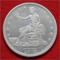 1874 CC Trade Silver Dollar