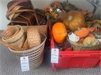 Fall Decor Including Pumpkins, Fall Wreath and