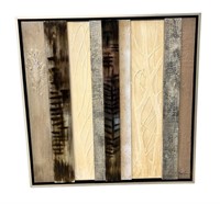 Signed Abstract Multimedia Wood Wall Art