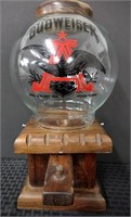 Vtg Wood/Glass Globe Budweiser Peanut/Gum Ball