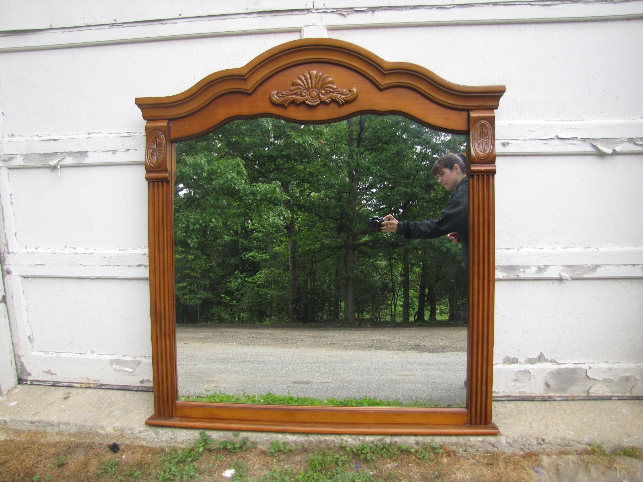 Large Vintage Wooden Framed Mirror
