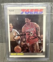 1987 Fleer Julius Erving Autographed Basketball