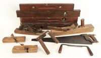 Group of Antique Wooden Tools, Levels, Etc.