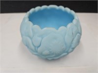 Blue Satin Fenton Vase 4 1/2" wide