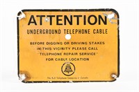 ATTENTION UNDERGROUND CABLE S/S ALUM. MARKER