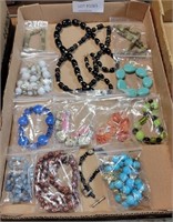 FLAT OF MOSTLY BEADED COSTUME JEWELRY