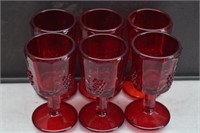 6 LG Wright Ruby Panel Grape Goblets