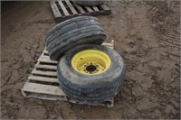 (2) Assorted 11L-15 Implement Tires on John Deere