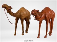 Vintage Leather Dromedary Arabian Camel Pair