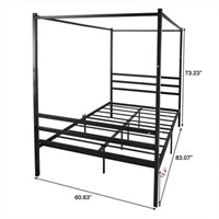 Black Queen Panel Bed, Size -  H 16 in, W 60.63 in