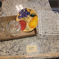 Canning Jar, Drying Rack Fruit Plate Lot