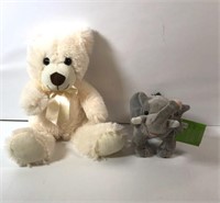 New Lot of 2 Teddy Bear & Elephant Stuffed Animals