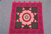 Wall Hanging Hand Quilted LONE STAR Quilt