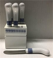 BLUE WHITE BUTTER KNIVES SET