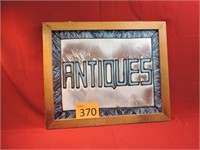 Stained Glass Framed "ANTIQUES" Sign