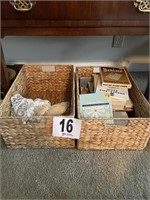 2 Storage Baskets with Contents (includes yahtzee