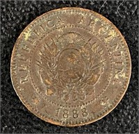 1888 Argentina 1 Centavo Bronze Coin