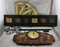 Wall Coat Rack, Clock, Playing Card Wall Art