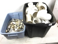 Two totes of PVC pipe/fittings