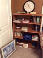 Books, bookshelf, and bookends