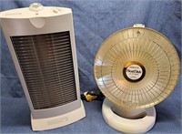 PAIR OF ELECTRIC HEATERS UPRIGHT & DISH STYLE