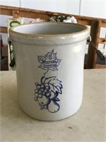 # SIX WESTERN STONEWARE HANDLED CROCK