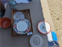 Glass Plates, Canister Jar & Other