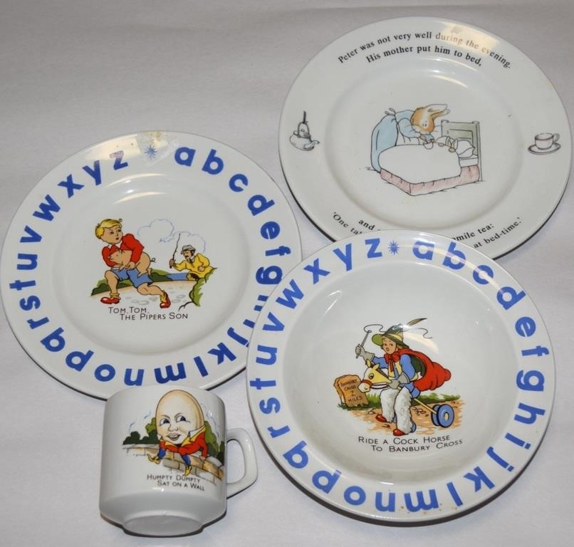 Vtg Wood & Sons Ironstone ABC Child's Set Wedgwood