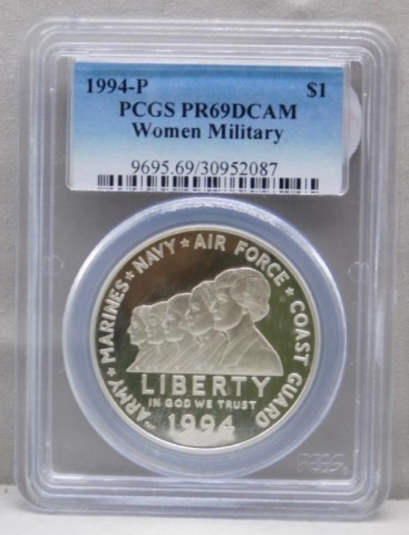 1994-P Women Military Silver Dollar. PCGS PR69