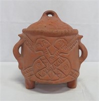 Terra Cotta Aztec Covered Pot