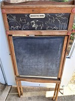 ANTIQUE CHALKBOARD WITH PICTURE REEL FOR SCHOOL