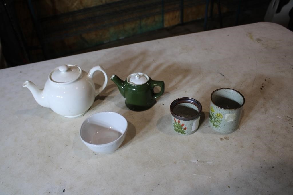 Teapots, bowl, planters
