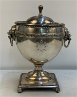 Plated Silver Urn w/Lion Handles & Lid
