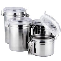 4-Piece Stainless Steel Airtight canister set