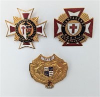 3 Antique Canadian Knights Templar Pins