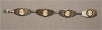 Vtg Sterling Link Cameo Bracelet