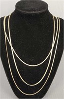 3 -14K gold chain necklaces - 12.2 grams total;