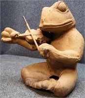 Cast Iron Frog Violinist Yard Art / Decoration