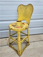Antique Kitchen Stool Child's Stool Yellow Floral
