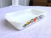 Fire King #410 Casserole Dish Milk Glass Fruit