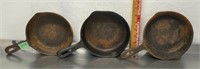 Three 6.5" cast iron frying pans