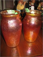 Pair of Carnival glass vases