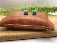 .925 Sterling Silver and Square Turquoise