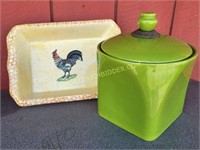 Cookie Canister and Rooster Baking Dish