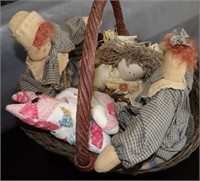 Cute Dolls in Basket