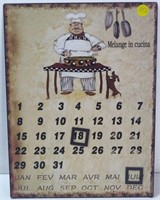 French Calendar Tin Sign w/ 2 Magnet Squares