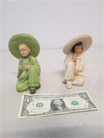 Mid Century Oriental Asian Chalkware Figures