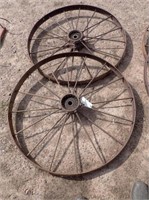 (2) Antique Steel Spoke Wheels - 44" Diameter